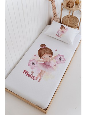 Lilabio Isme Özel %100 Pamuk Bebek ve Çocuk Tek Kişilik 165 x 225 cm Pike Takımı-Balerin