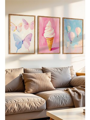 Zevahir Mobilya Dekorasyon 3 Parça Rüya Yazı Konsepli Ahşap Çerçeve Görünümlü Mdf Tablo Seti