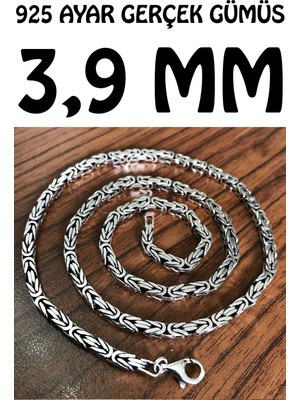 Takı Dükkanı 925 Ayar Gümüş Kare Kral Model Erkek Kolye Zincir msn18k