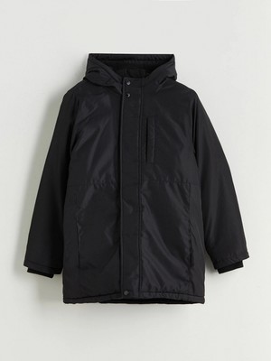 LC Waikiki Lcw Kids Siyah Kapüşonlu Erkek Çocuk Mont