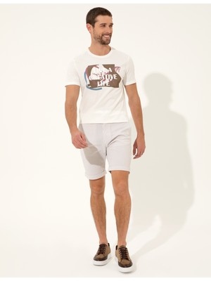 Pierre Cardin Erkek Bej Slim Fit Çizgili Bermuda Şort 50251048-VR011