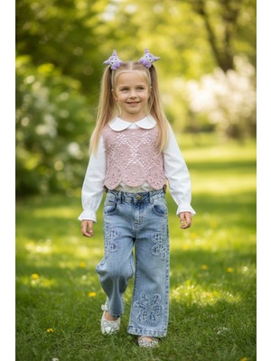 Seabubbles Triko Süveterli Kız Çocuk Kot Pantolonlu Takım