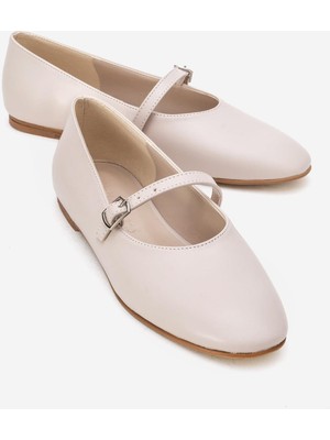 Ccway Kadın Kemerli Babet Ten Cilt