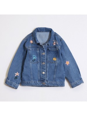Ozzy Kids Kız Çocuk Nakışlı Kot Ceket