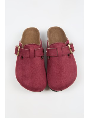 No Miento Nomiento Cancun Kadın Vegan Deri Tokalı Bordo Sabo Terlik