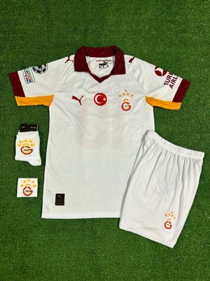 Legent Lady Gâl.àtâ.sar.ây 2025/26 Yeni Sezon Leroy Sane Deplasman Çocuk Forması 4'lü Set (Beyaz)