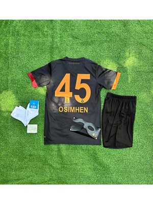 Legent Lady /g.â.l.a.t.â.s.a.r.â.yy 2024-25 Yeni Sezon V.îctor O'sîmhen Siyah Özel Çocuk Forması 5'li Set+Maske