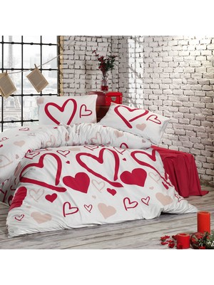 Cotton Collection Ranforce Tek Kişilik Nevresim Takımı Amor Kırmızı
