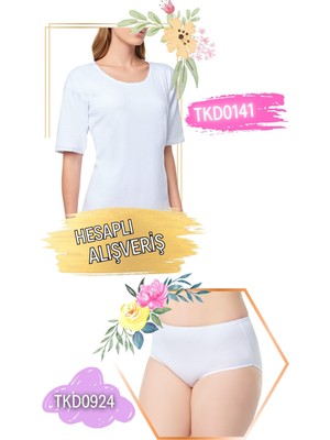 Tutku Kadın Kollu Vücut Şekillendirici Atlet ve Bato Külot Takım 6'lı Set (12 Parça) TKD0141 - TKD0924