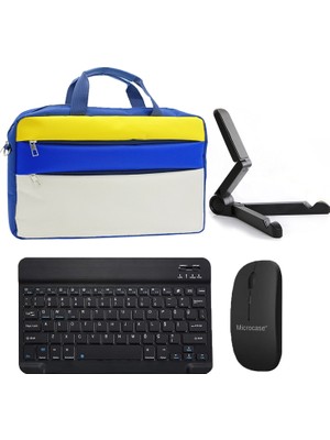 Microcase Apple iPad Pro 11 2025 ile Uyumlu Tablet Çanta+Bluetooth Klavye+Mouse+Tablet Standı SIYAH-AL4840
