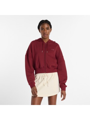 New Balance French Terry  Kadın Bordo Sweatshirt.mhb
