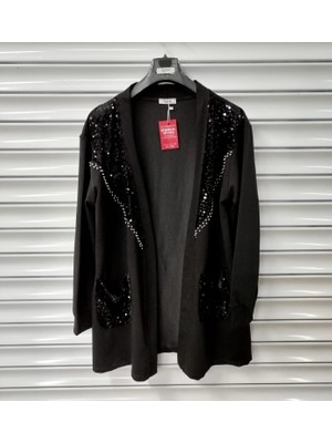 Esina Kadın Hırka %75 Pamuk - %25 Polyester Uzun Kol İncili ve Pulpayetli Tasarım