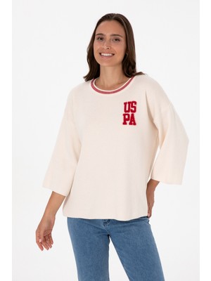 U.S. Polo Assn. Kadın Krem Melanj Bisiklet Yaka Kazak 50310214-VR159