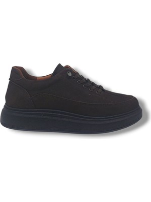 Zerhan Modesa 265 Erkek Koyu Kahve Crazy Deri Lastik Bağcıklı Poli Taban ( Hafif ) Ayakkabı