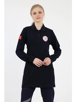Acil Sağlık Yakalı Tshirt Tunik Nakışlı - Lacivert