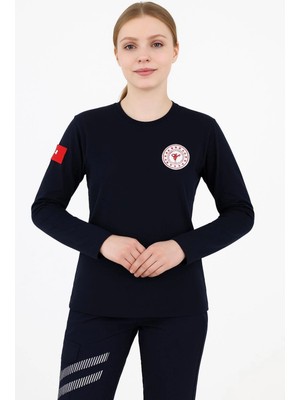 Acil Sağlık Yuvarlak Yaka Penye Uzun Kol Tshirt - Lacivert