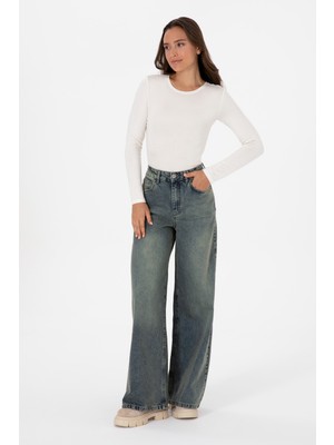 U.S. Polo Assn. Kadın Yeşil Flare Fit Jean Pantolon 50308394-DN0030