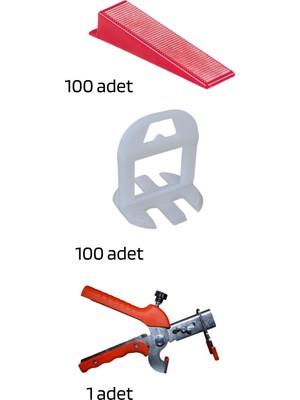 Sofdekor Seramik Seviye Tespit Derz Artısı Uygulama SETI(100 Seviye Artısı 0.5 mm ,100 K.takoz, 1 M.pense)