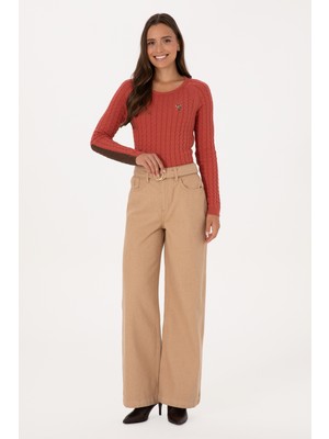 U.S. Polo Assn. Kadın Camel Loose Fit Jean Pantolon 50308367-DN0033