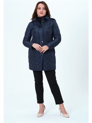 Bilnaz Kadın Büyük Beden Kapüşonlu Içi Tüylü Kapitone Mont