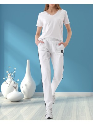 Minervaxint Kadın Regular Fit Normal Lastikli Bel Yan Cepli Pamuklu Sweat Pantolon