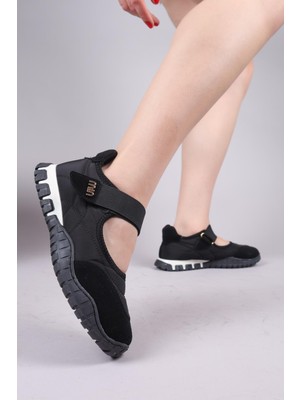 Birikon MADRE Cırtlı Süet Garnili  Paraşüt Babet SİYAH