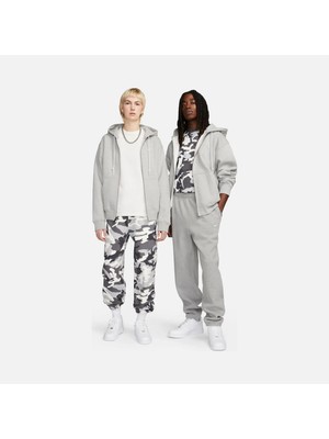 Nike Solo Swoosh Gri Erkek Sweatshirt - Bol Kesim , Polarlı ve Kapüşonlu - DR0403-063