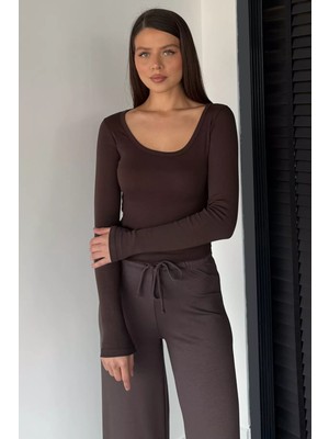 Gülseli Kadın Uzun Kol Basic Likralı Slim Fit Body Bluz P-00018599