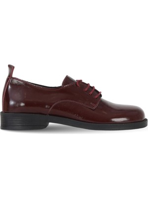 Bueno Shoes Bordo Rugan Deri Kadın Az Topuklu Ayakkabı 01WF2005 01WF2005