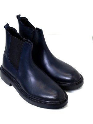 Velvarde Deri Bot Lacivert