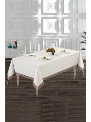 İstanbul Nur Çeyiz Fileli Masa Örtüsü Bej 160×260 cm
