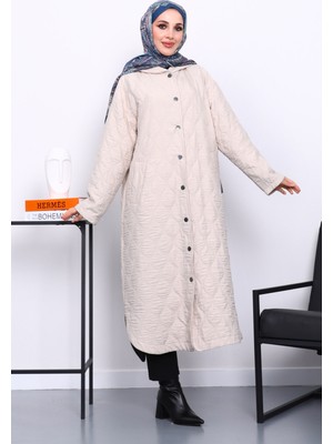 İmaj Butik Taş Kapitone Kapşonlu Trençkot