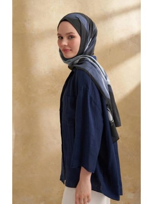 Armanda Çiçek Desenli Şal 3383-SIYAH Gri