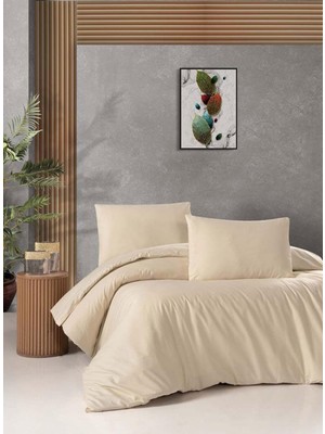 Cotton Collection Ranforce Çift Kişilik Nevresim Takımı Düzboya Bej