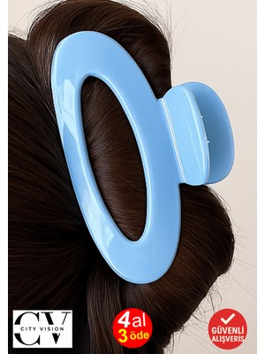 Kore Stili Jelly Oval Model Bebek Mavisi Renk Mandal Saç Tokası 9 cm – Şık ve Dayanıklı