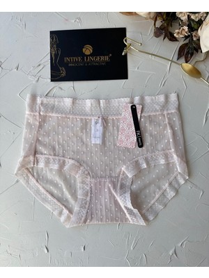 Intive Lingerie Lily Baby Puantiyeli Pamuk Ağlı Transparan Esnek Normal Bel Ithal Şık BATO/SLIP-2827