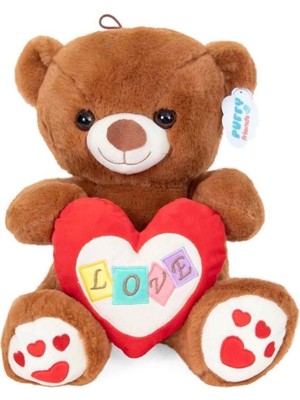 OMZ 4762 Peluş Ayı Kalpli 30CM Kız Erkek Çocuk Oyuncak Eğitici Oyuncaklar