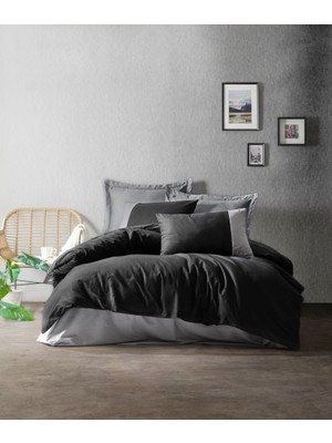 AyrStore Çift Kişilik Nev Takımı Siyah Gri