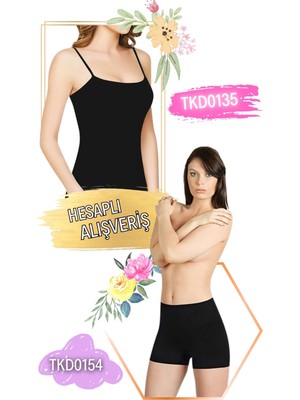 Tutku Kadın Ribana Ip Askılı Atlet ve Pantolon Külot Takım 6'lı Set (12 Parça) TKD0135 - TKD0154