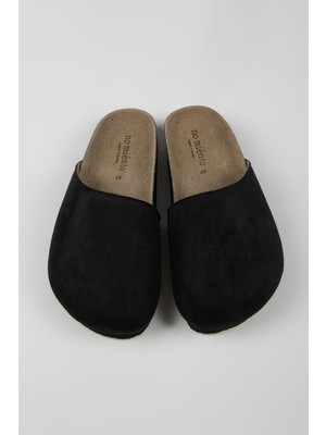 No Miento Tonala Kadın Vegan Deri Tokalı Siyah Sabo Terlik