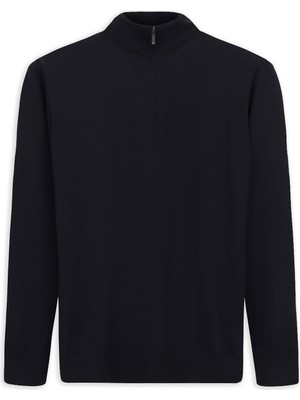 Kiğılı Regular Fit Bato Yaka Fermuarlı Trıko Kazak