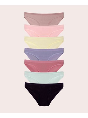 Intive Lingerie Kozabiat 10'lu Pamuklu Renkli Sade Günlük Kullanım Klasik Basic Külot/slip Paket