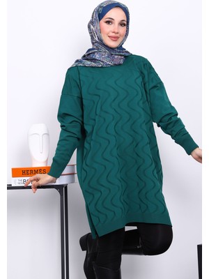 İmaj Butik Zümrüt Yeşili Soğuk İplik Merserize Triko Tunik