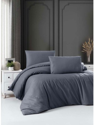 Cotton Collection Ranforce Tek Kişilik Nevresim Takımı Düzboya Antrasit