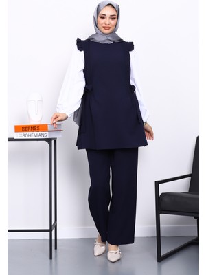 İmaj Butik Lacivert Gömlek Yelek Pantolonlu Üçlü Takım