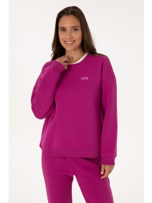 U.S. Polo Assn. Kadın Fuşya Şardonlu Bisiklet Yaka Basic Sweatshırt 50313586-VR023