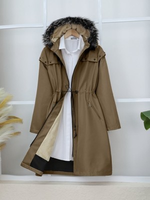 Alpaco Çıkma Kapşonlu Yıldız Metal Detaylı Kaban -Taba -Collectıon