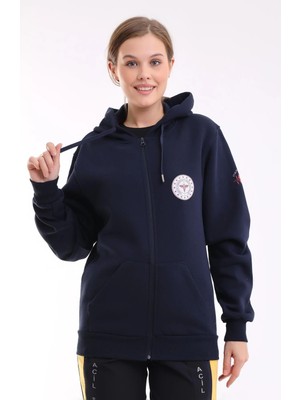 Paramedik Unisex Kapşonlu Hırka - Lacivert