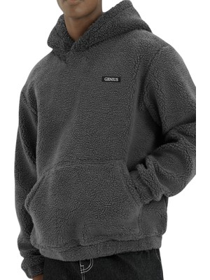 Genius Store Genıus Store Erkek Kapüşonlu Polar Sherpa Kuzu Kumaş Içi Şardonlu Kapüşonlu sweatshırt Sherpa-Kap
