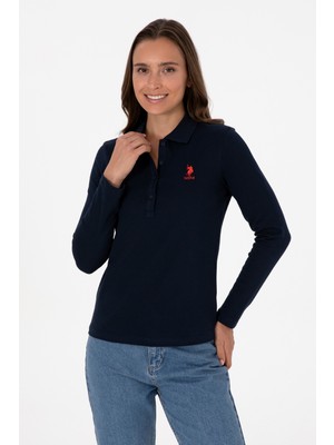 U.S. Polo Assn. Kadın Lacivert Basic Polo Yaka Sweatshırt 50307755-VR033